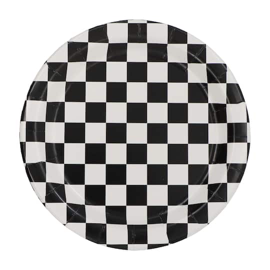 24 Packs: 10 ct. (240 total) 7" Black & White Checkered Snack Plates by Celebrate It™